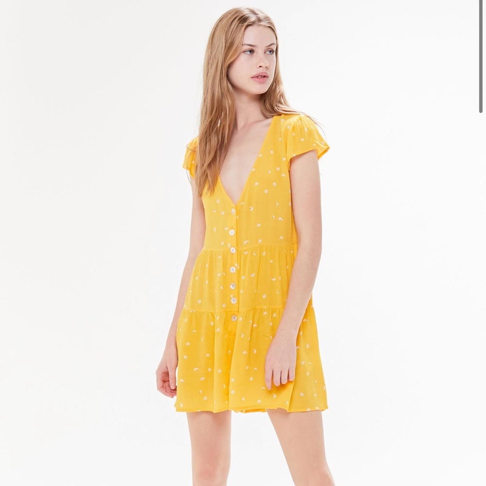 Urban Outfitters Rio Tiered Yellow Romper - Picture 2 of 8